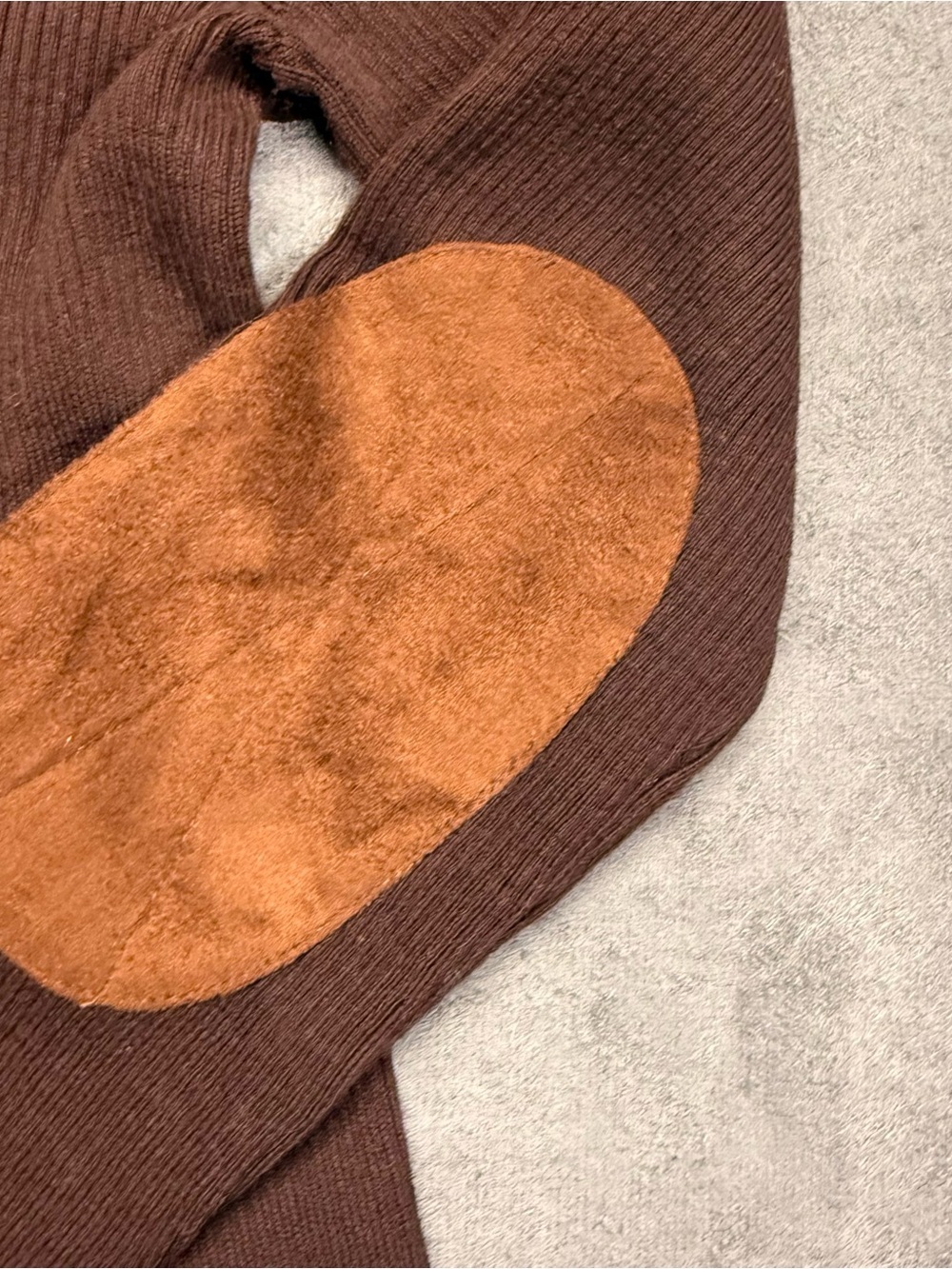 Ralph Lauren Brown Crewneck Sweater with Tan Elbow Patches - Picture 4 of 7